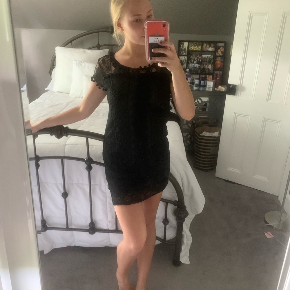 Black lace cocktail dress